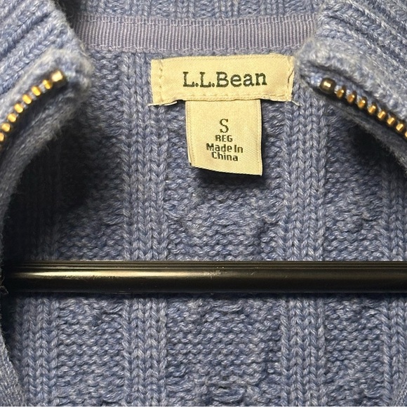 L.L. Bean Women's Preppy Zip-Up Blue Cotton Academia Cable Knit Sweater Size S - Picture 6 of 16